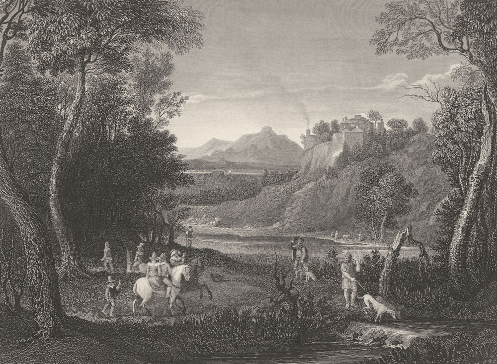 PRINCE GIUSTINIANI RETURNED FROM HUNTING. Annibale Caracci 1835 old print